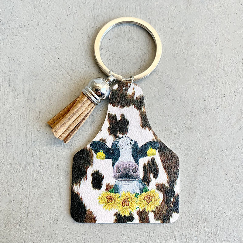 Wholesale Western Denim Leather Keychain